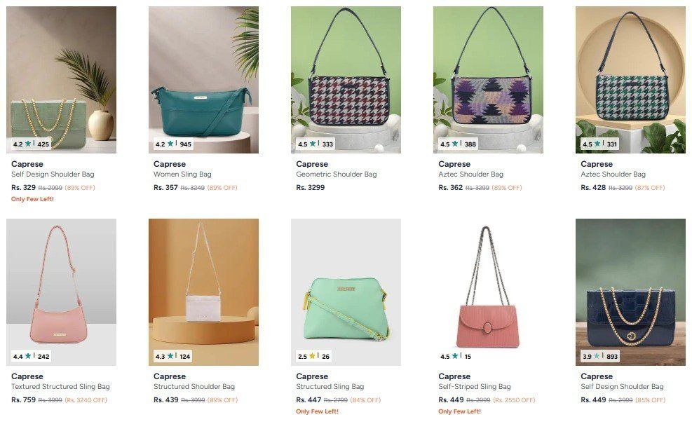Myntra | Upto 89% Off On Caprese Handbags.
