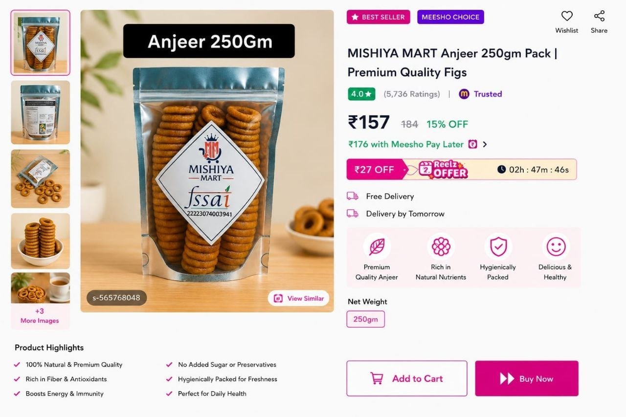 Meesho Loot* 🔥 Anjeer at ₹157