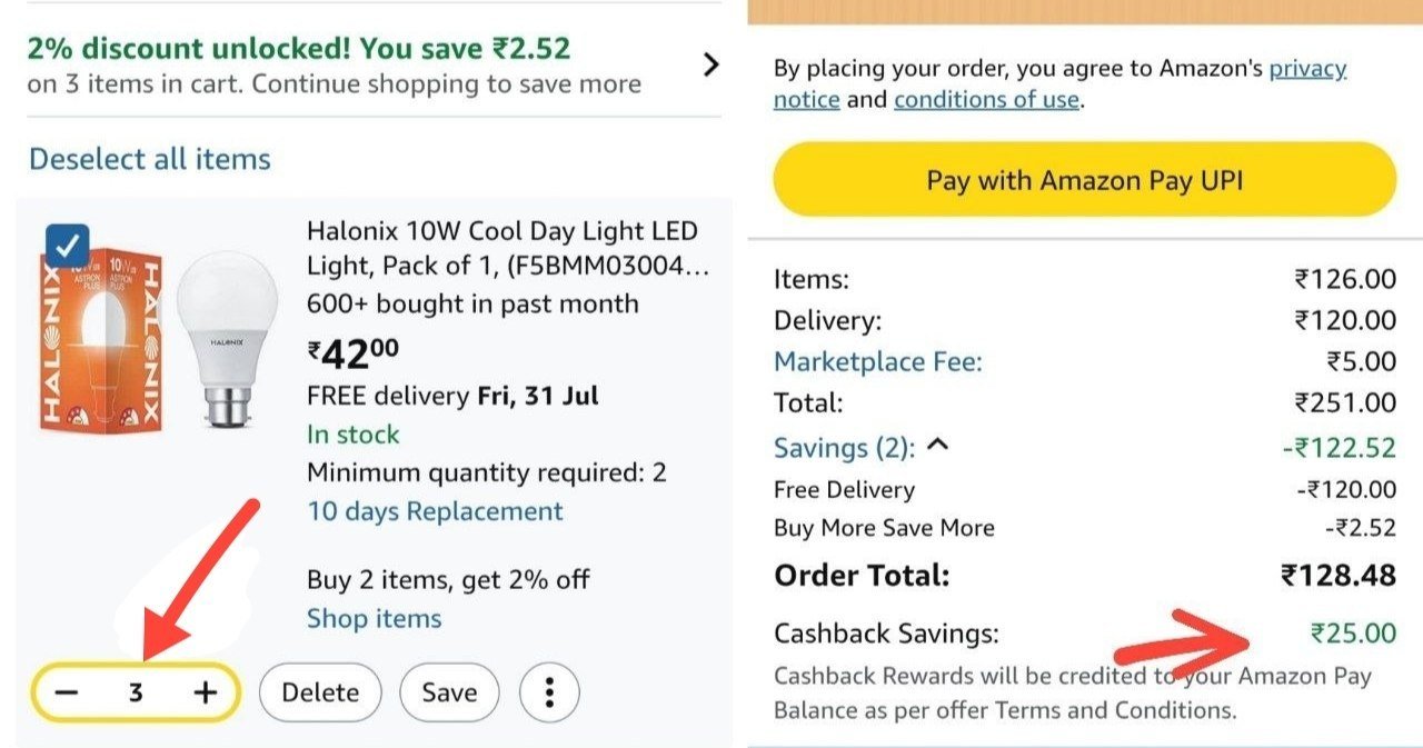 🔥🔥 Pack of 3 Halonix 10W @ ₹103