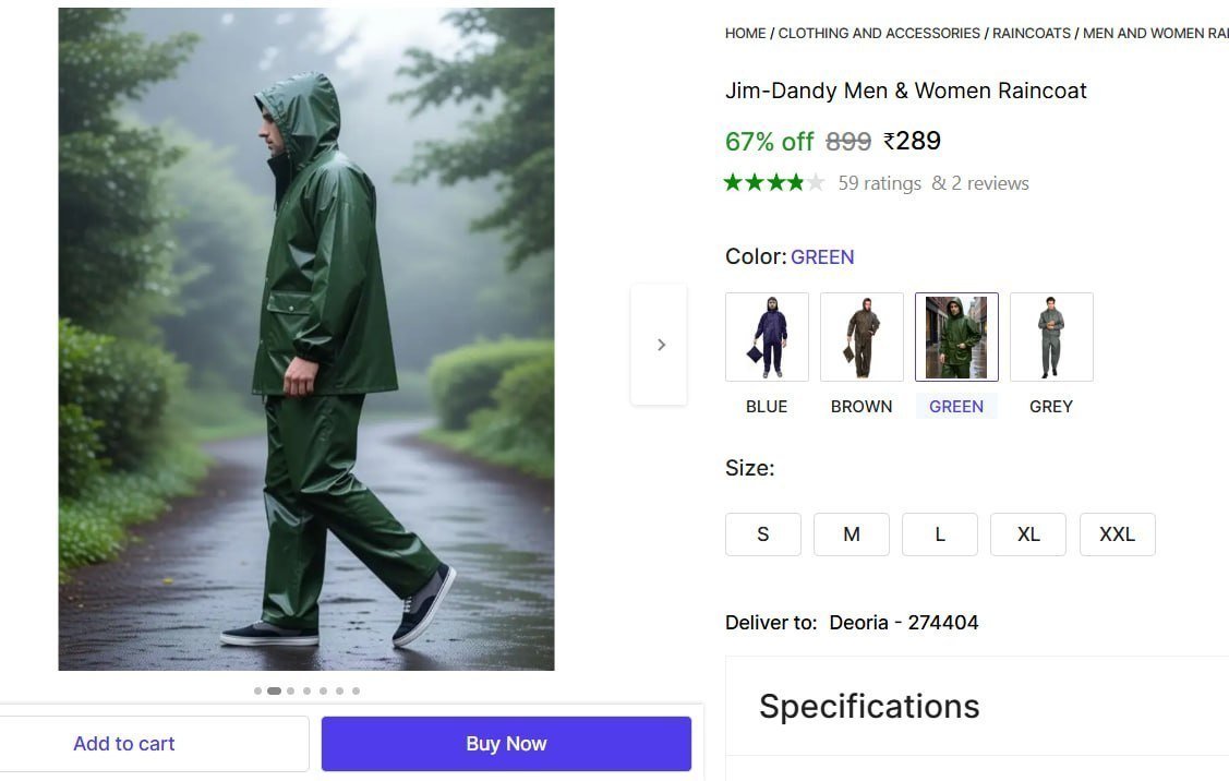 🔥  Men & Women Raincoat at ₹289