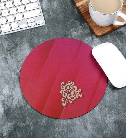 Dark Pink Printed Round Mousepad @ 139