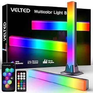RGB Light Bar Smart Music Sync RGB IC LED Lights Bars, APP&Remote Control | velted USB Powered Ambient Lighting Dynamic Color Changing Gaming TV Backlight for PC Room Monitor Desk